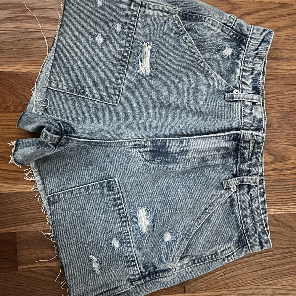 Distressed Gray Denim Shorts